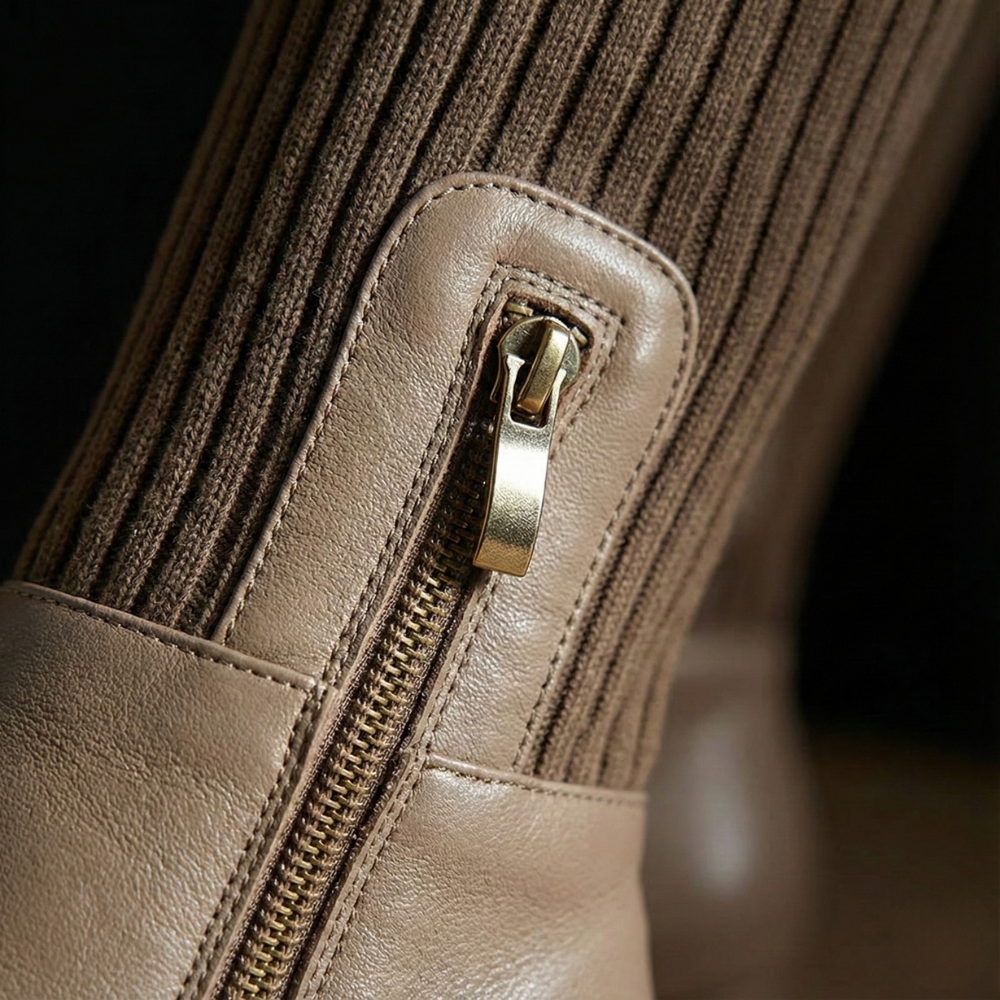 Naťahovacie pletené čižmy na podpätku s elegantným každodenným strihom