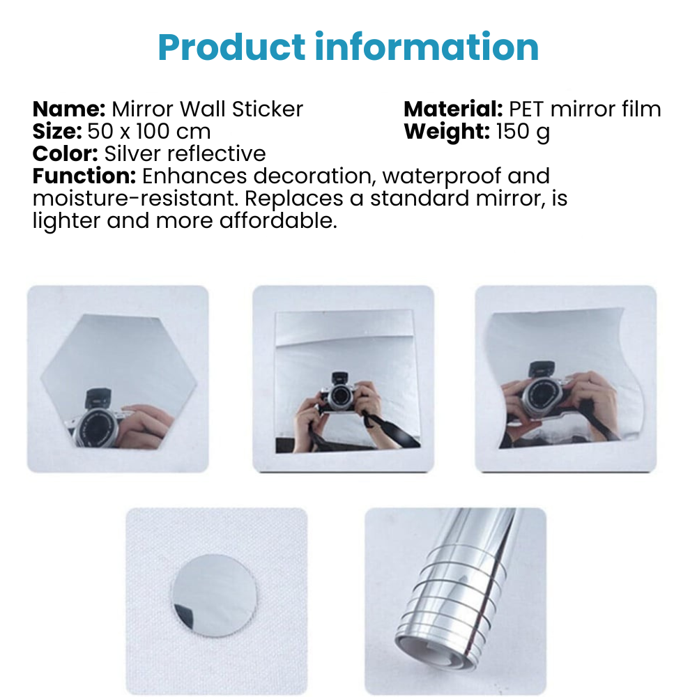 VividShield - Flexible Mirror Film for Walls & Home Decor