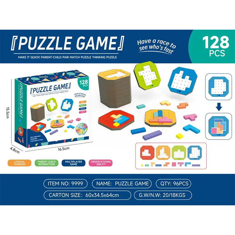 Logic Puzzle Game Board with Shape Pieces for Kids & Adults