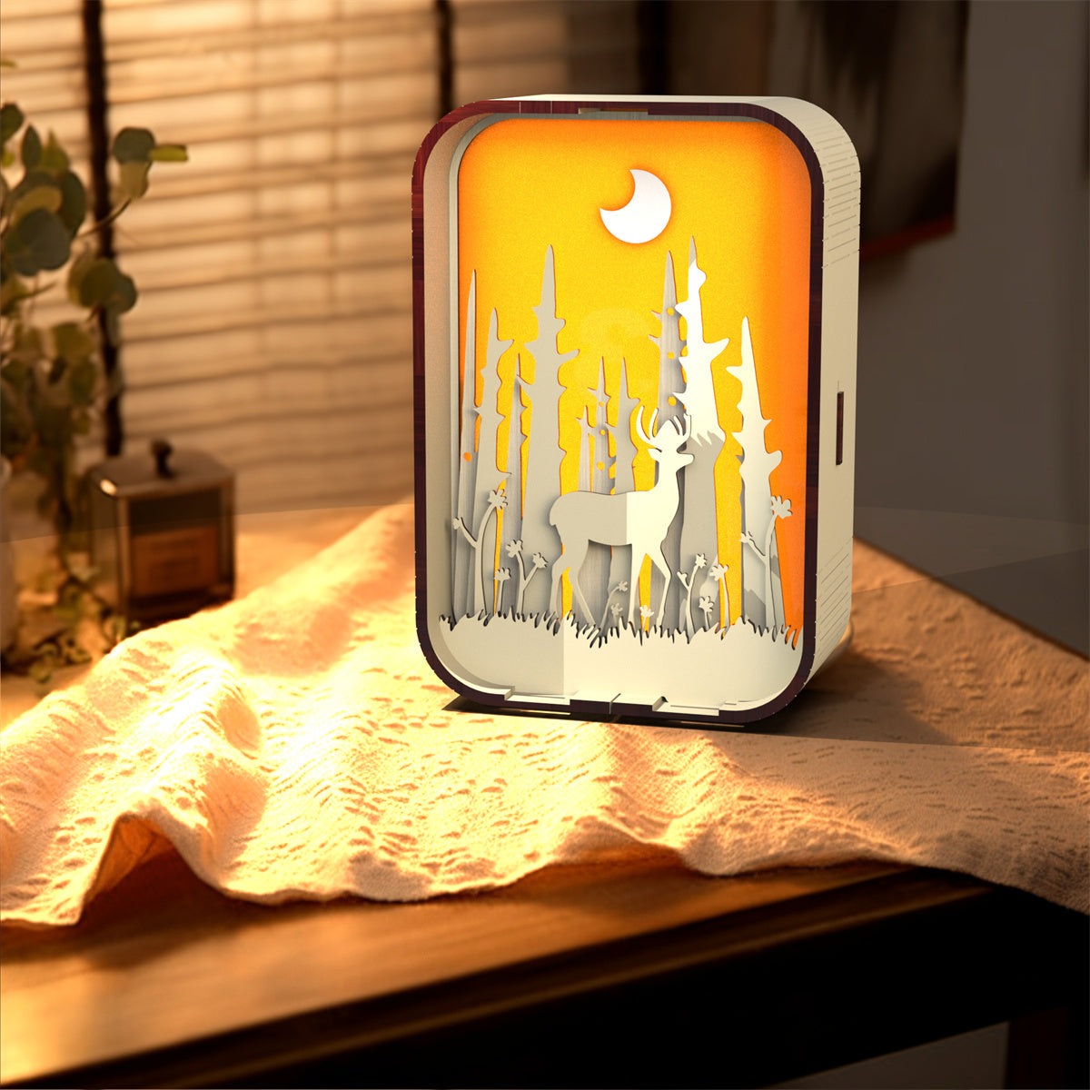 3D Wooden LED Night Light for Bedroom Home and Desk Decor