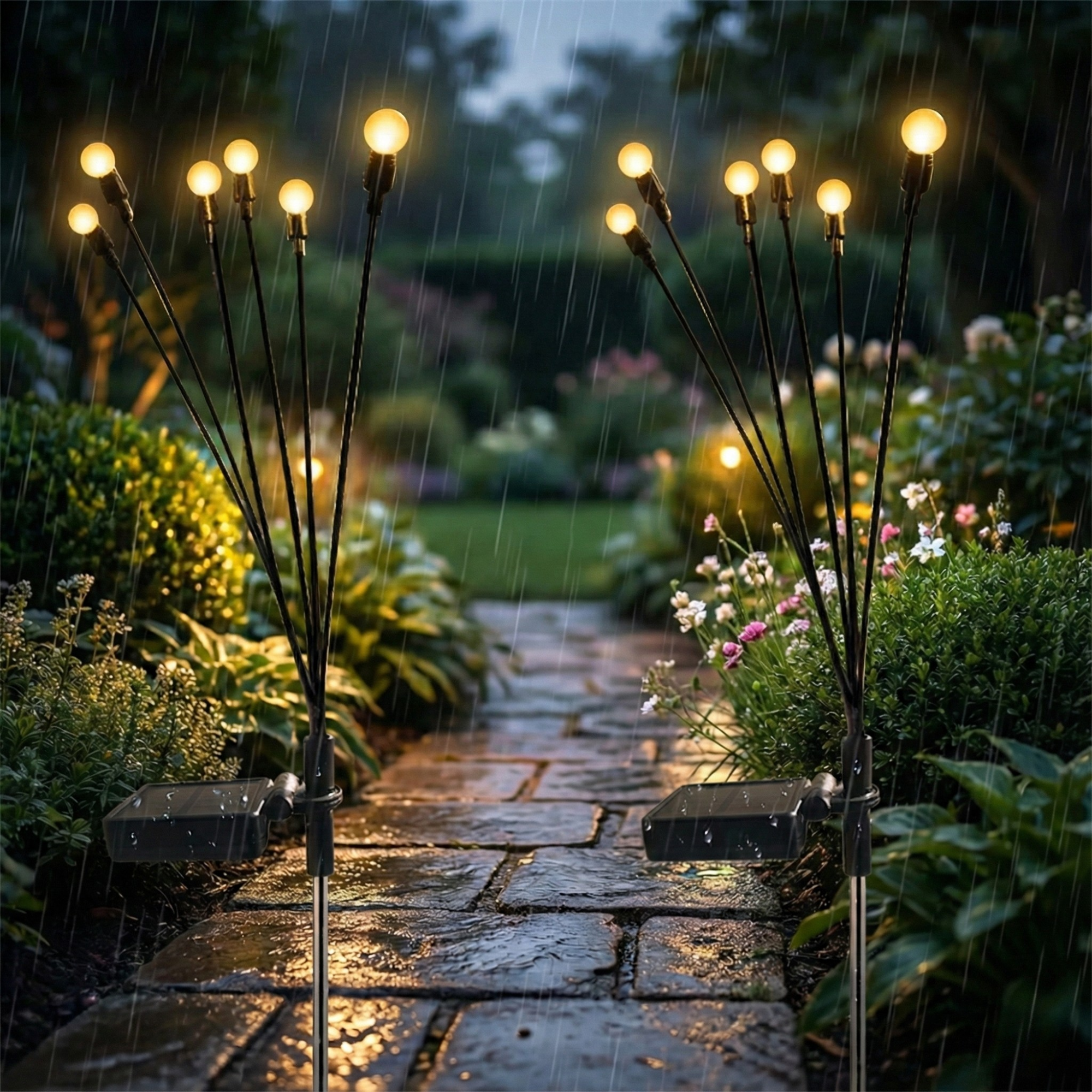 GlowNest —Solar Garden Firework Lights with Color Changing LEDs