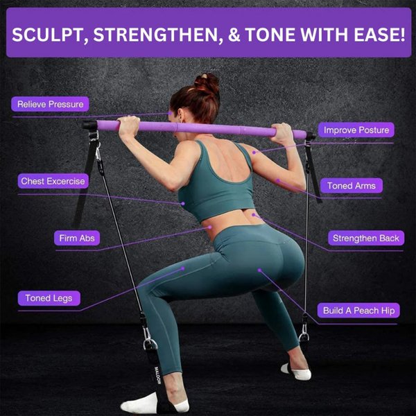 PowerSculpt Pro — Portable Pilates Bar Kit with Resistance Bands