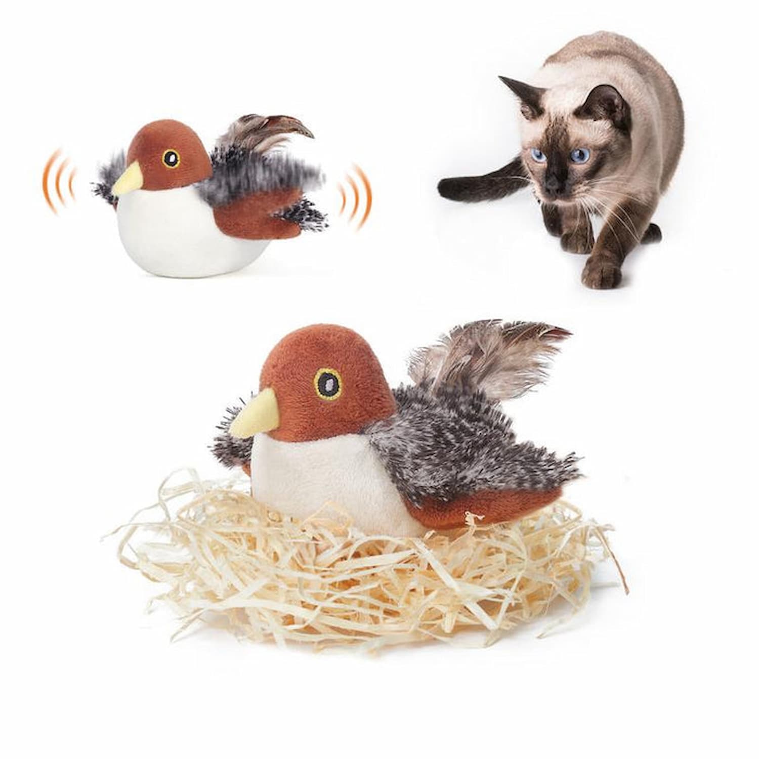 Feline Hunt - Interactive Plush Cat Toy with Feather Details