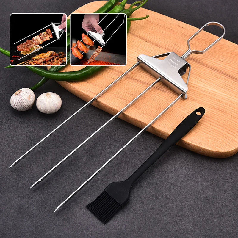 BlazeTrio Skewers — Stainless Steel BBQ Skewer Set