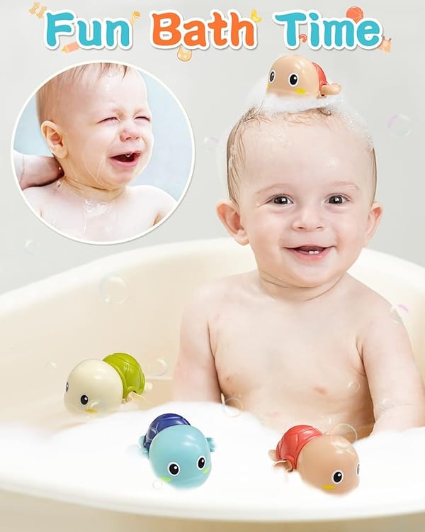 TinyTide Interactive Turtle Bath Toy Set for Water Play