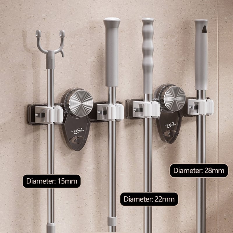 WallGrip – Regulowany uchwyt ścienny na mop i miotłę z organizerem