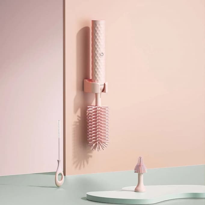 CleanNest — Set de perii pentru curățarea sticlelor, cu mâner lung