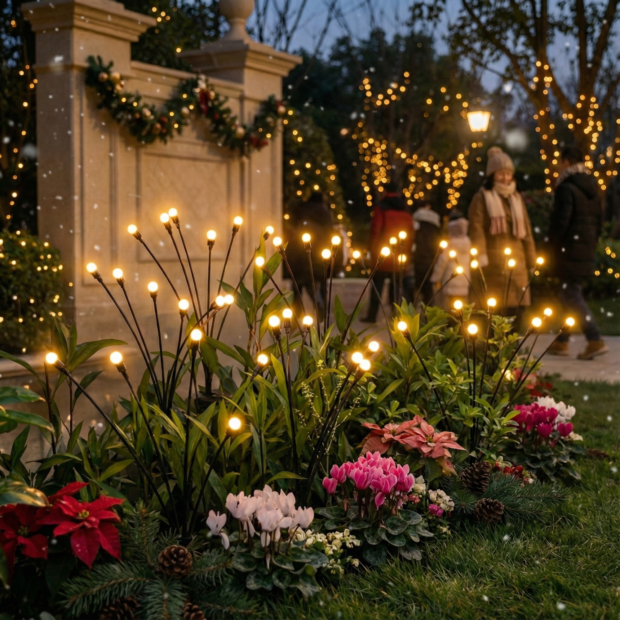 GlowNest —Solar Garden Firework Lights with Color Changing LEDs