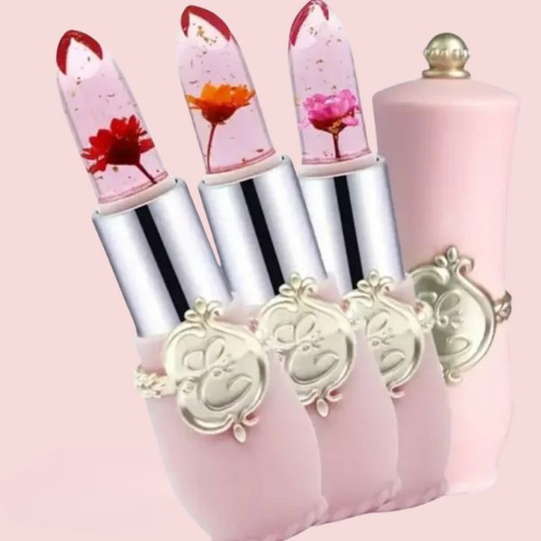 Želatínový balzam na pery s kvetmi a jemným tónovaním