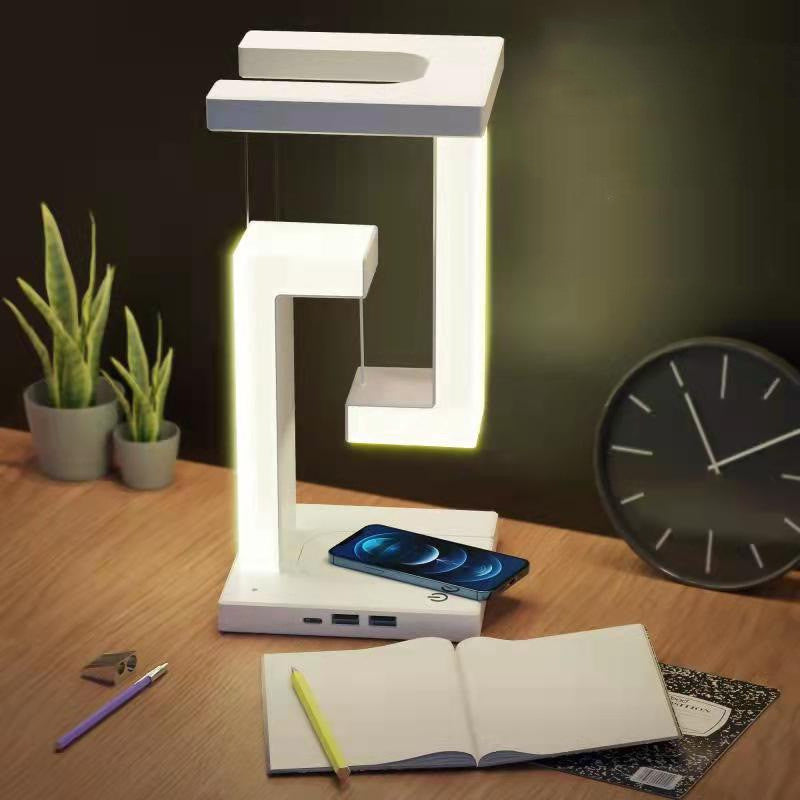 LED Desk Lamp with Wireless Charging and Modern Floating Design