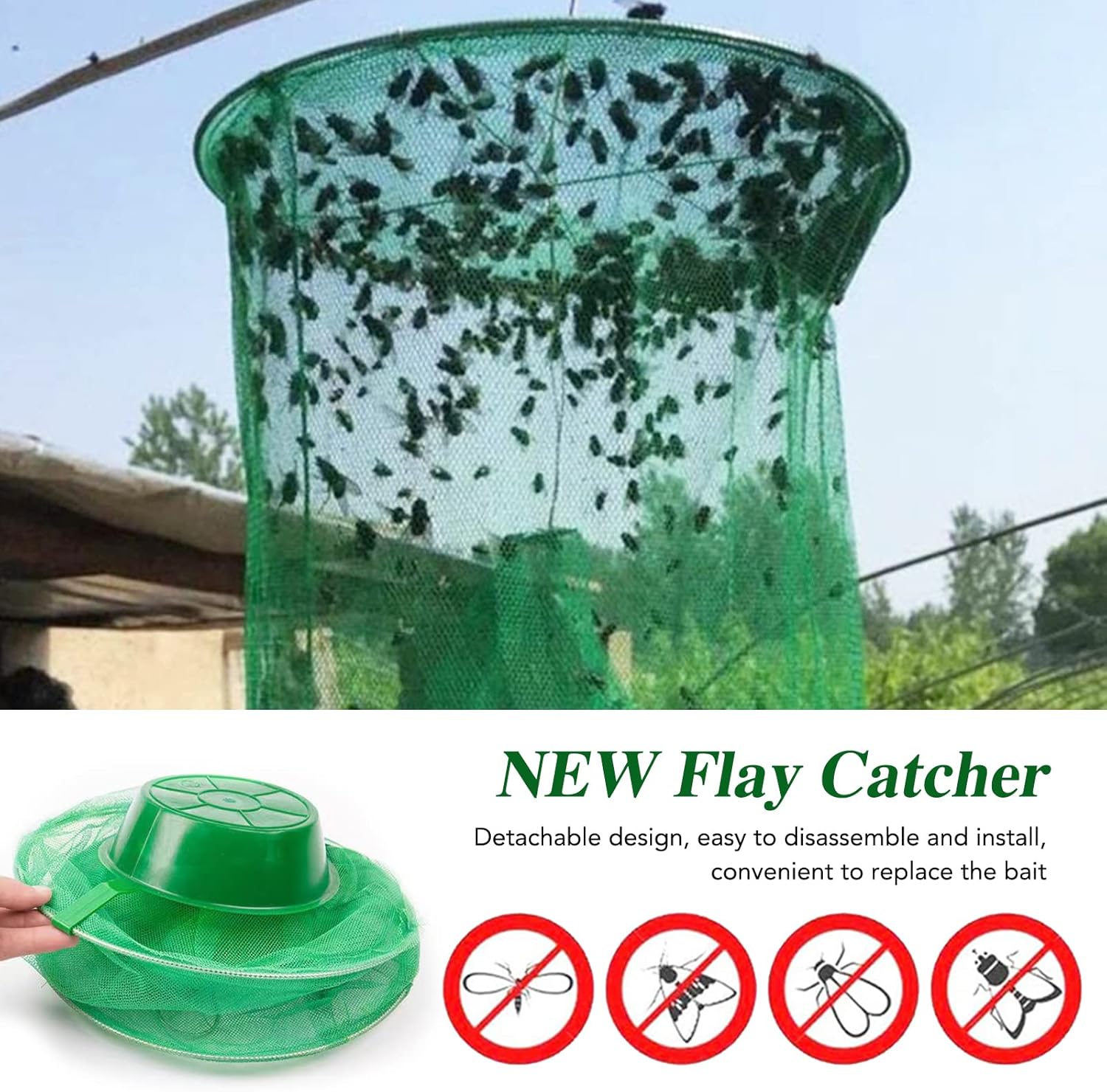 TrapSavage — Reusable Hanging Fly Trap Mesh Catcher