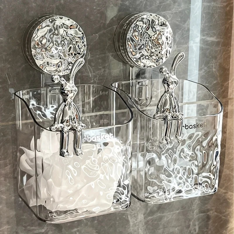 NestGrip - Clear Wall-Mounted Shower Caddy with Tool-Free Installation