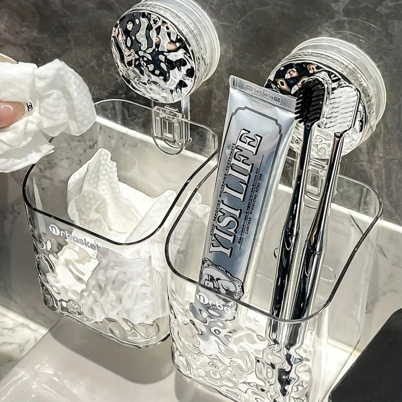 NestGrip - Clear Wall-Mounted Shower Caddy with Tool-Free Installation
