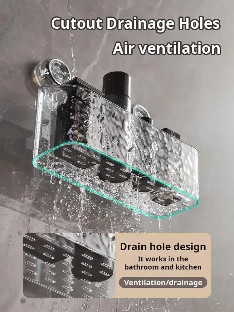 NestGrip - Clear Wall-Mounted Shower Caddy with Tool-Free Installation