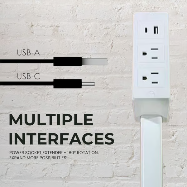 Rotating Power Strip with USB Ports & Phone Holder