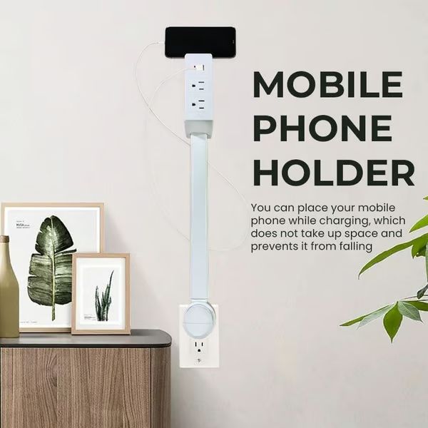 Rotating Power Strip with USB Ports & Phone Holder