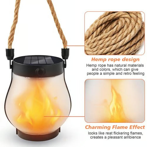 LumaFlare Pro - Solar Flame Effect Lantern for Outdoor Spaces