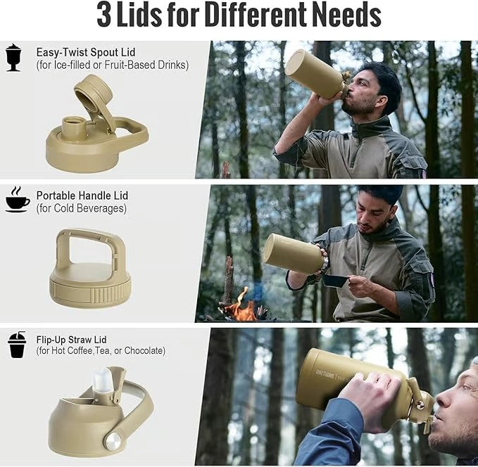 HydraCore Butelka na wodę 64oz z izolacją termiczną i pokrywką ze słomką