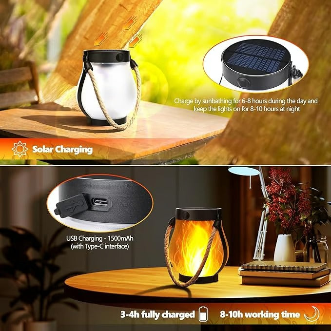 LumaFlare Pro - Solar Flame Effect Lantern for Outdoor Spaces