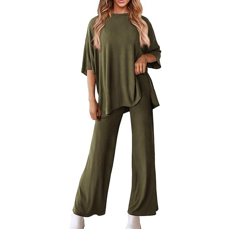 Metro Lounge Set – Relaxed Top & Wide-Leg Pants