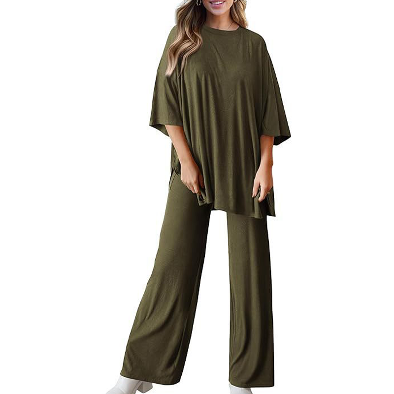 Metro Lounge Set – Relaxed Top & Wide-Leg Pants