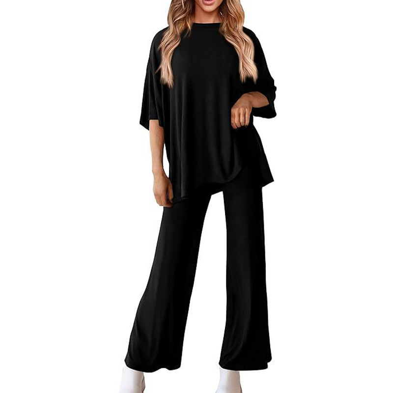 Metro Lounge Set – Relaxed Top & Wide-Leg Pants