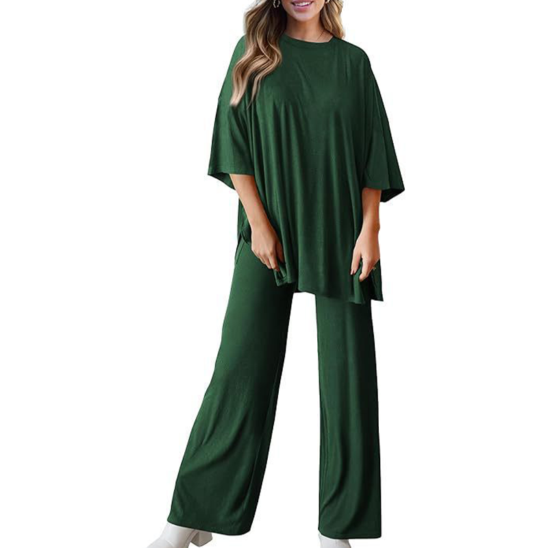 Metro Lounge Set – Relaxed Top & Wide-Leg Pants