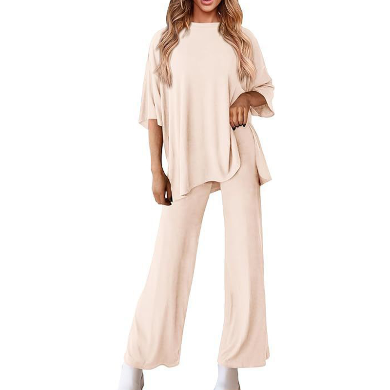 Metro Lounge Set – Relaxed Top & Wide-Leg Pants