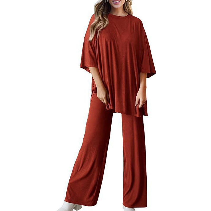 Metro Lounge Set – Relaxed Top & Wide-Leg Pants