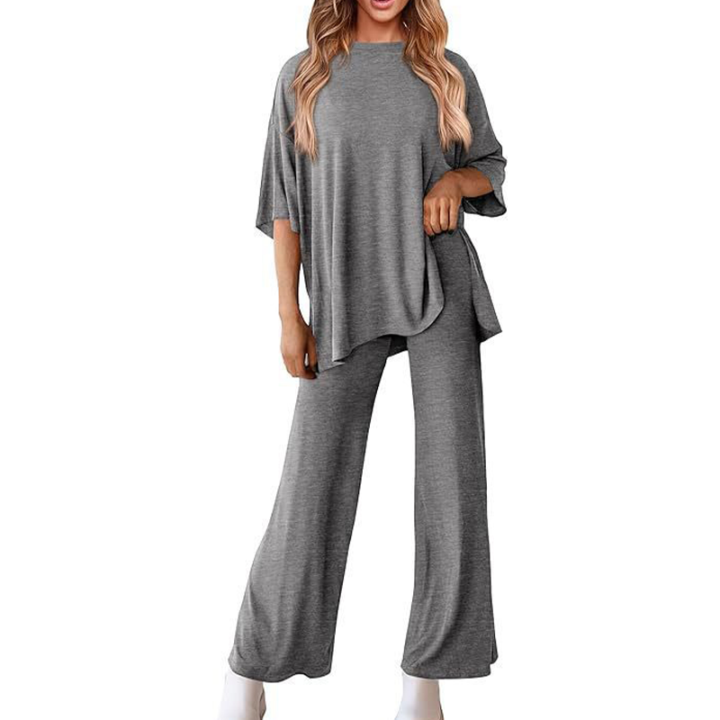 Metro Lounge Set – Relaxed Top & Wide-Leg Pants