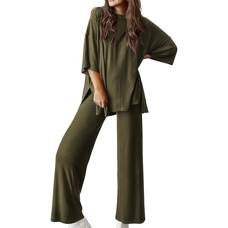 Metro Lounge Set – Relaxed Top & Wide-Leg Pants
