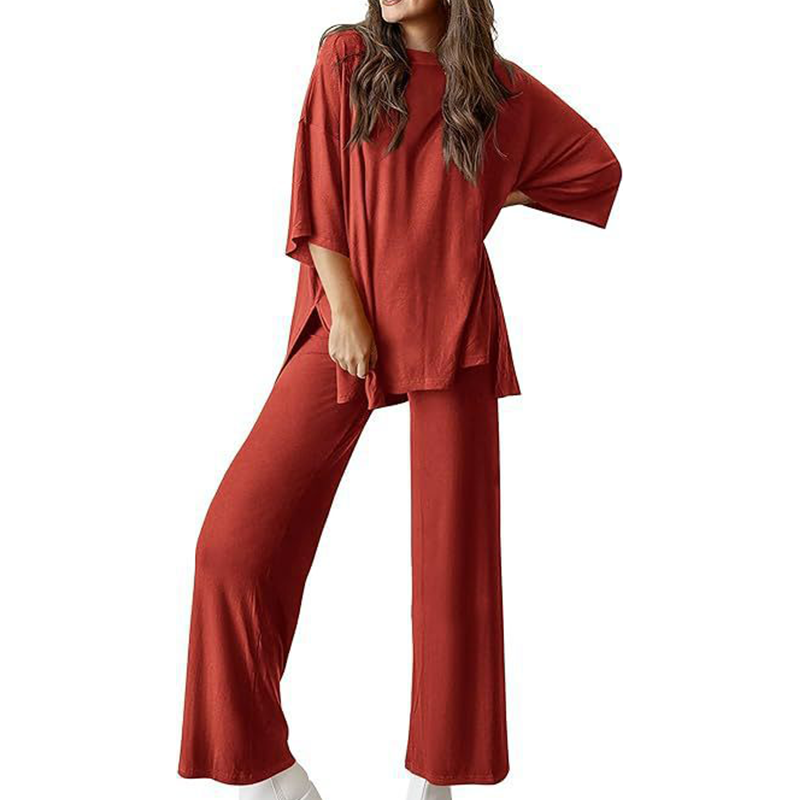 Metro Lounge Set – Relaxed Top & Wide-Leg Pants