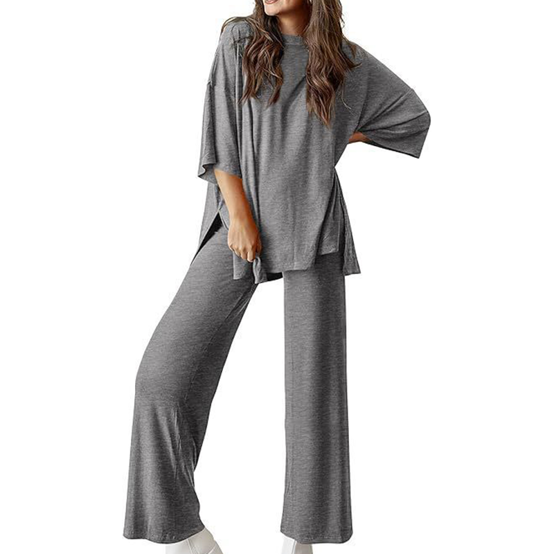 Metro Lounge Set – Relaxed Top & Wide-Leg Pants