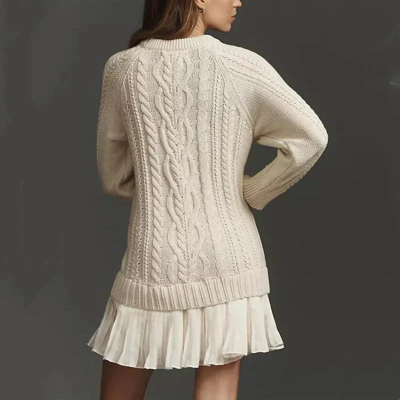 Cable-Knit A-Line Sweater Dress