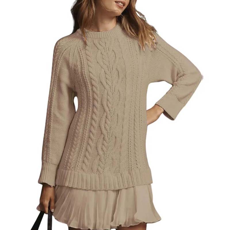 Cable-Knit A-Line Sweater Dress