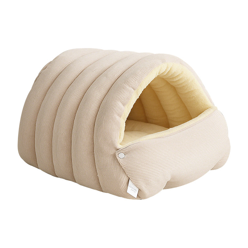 Plush Pet Cave Bed with Adjustable Enclosure for Cats & Small Dogs