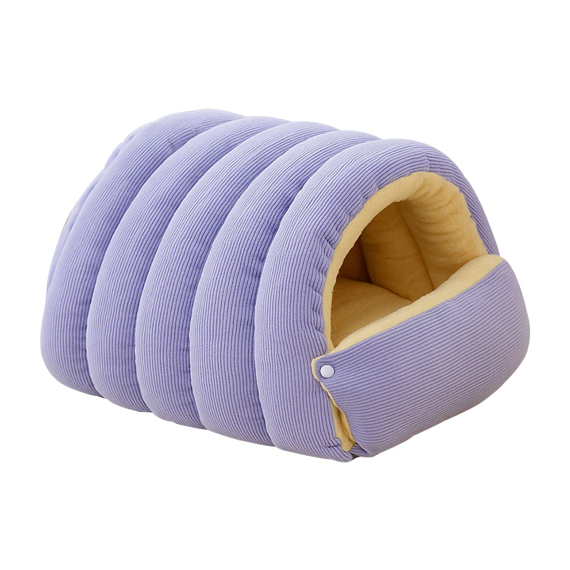 Plush Pet Cave Bed with Adjustable Enclosure for Cats & Small Dogs