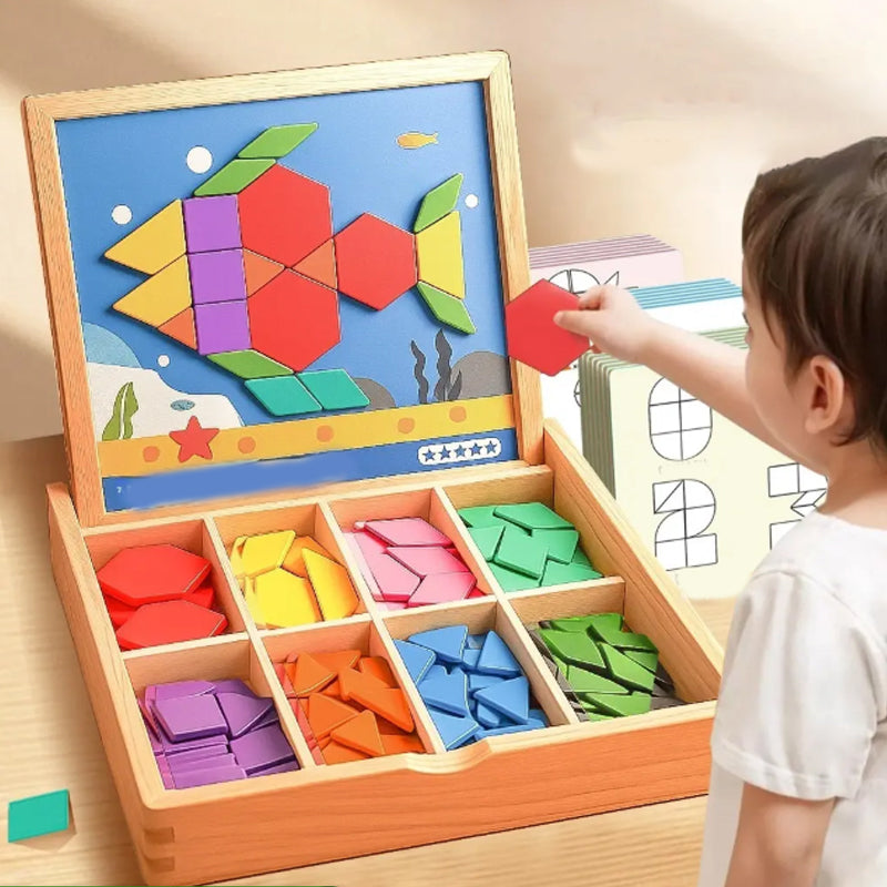 VivaBuilds - Wooden Magnetic Building Blocks Set